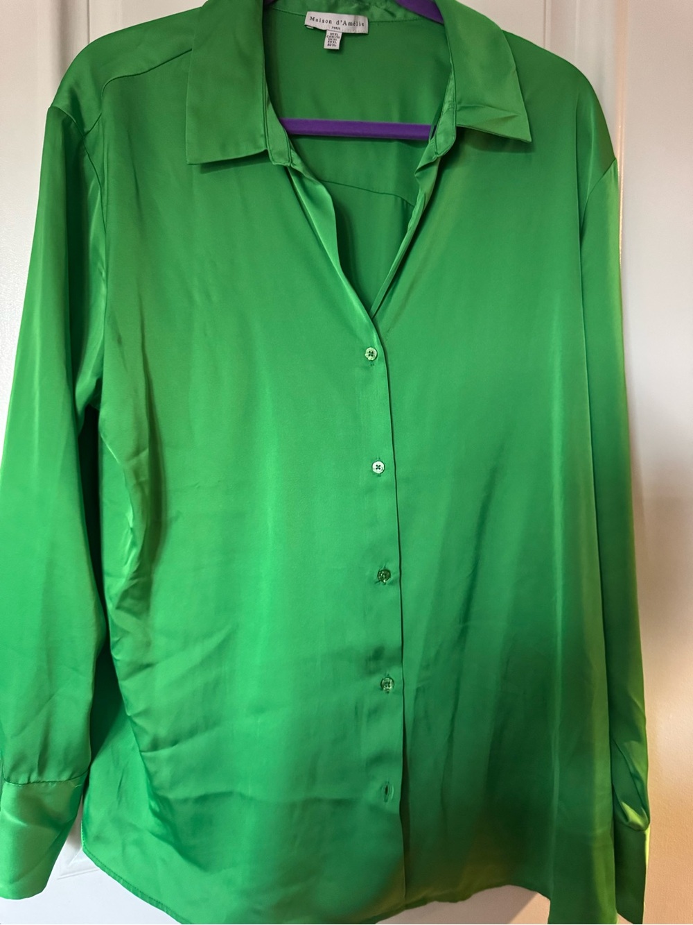 Maison d'Amélie jewel tone long-sleeve, collared button-front blouse size  XL